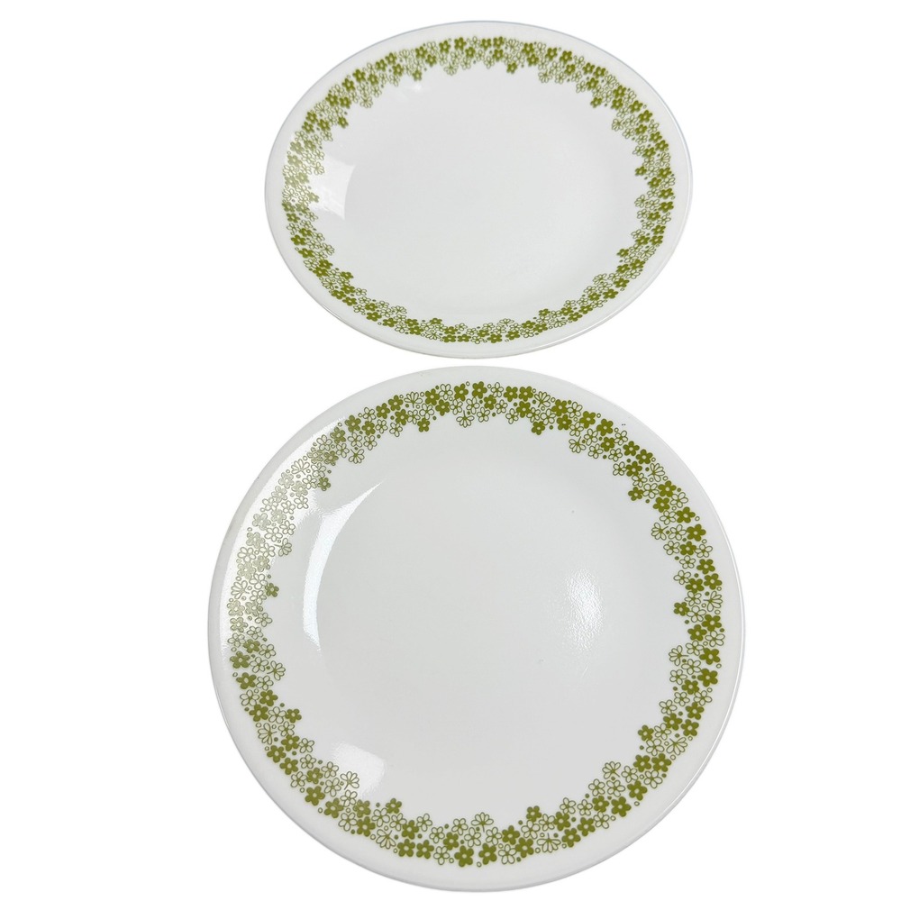 Corelle Spring Blossom Green Crazy Daisy Bread Plates Set of 2 Vintage USA